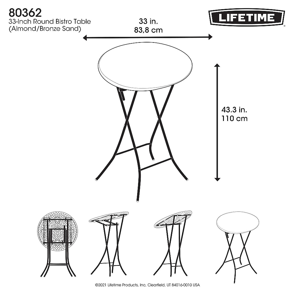 barový kulatý stůl 83 cm LIFETIME 80362