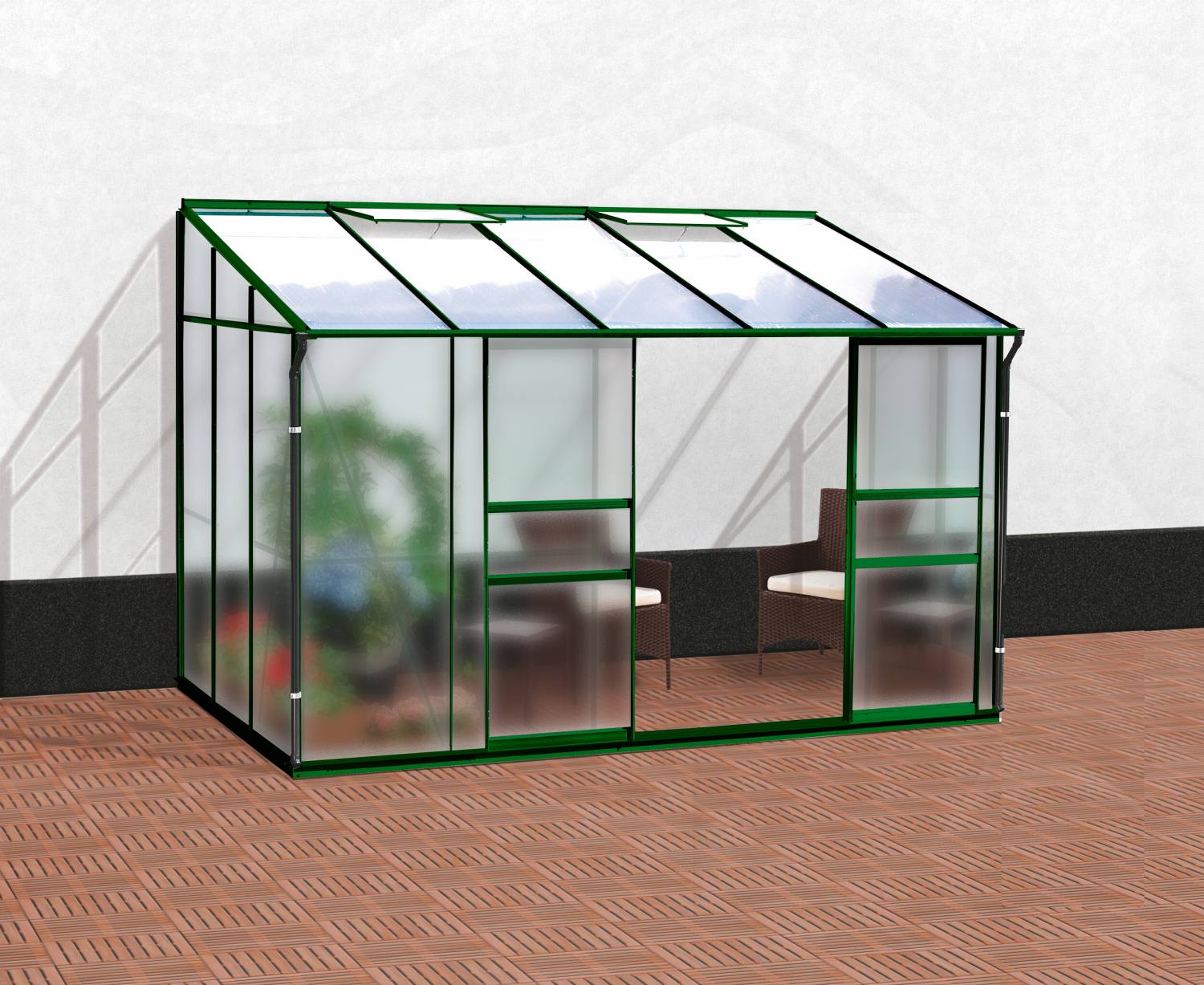 skleník VITAVIA IDA 6500 matné sklo 4 mm + PC 6 mm zelený