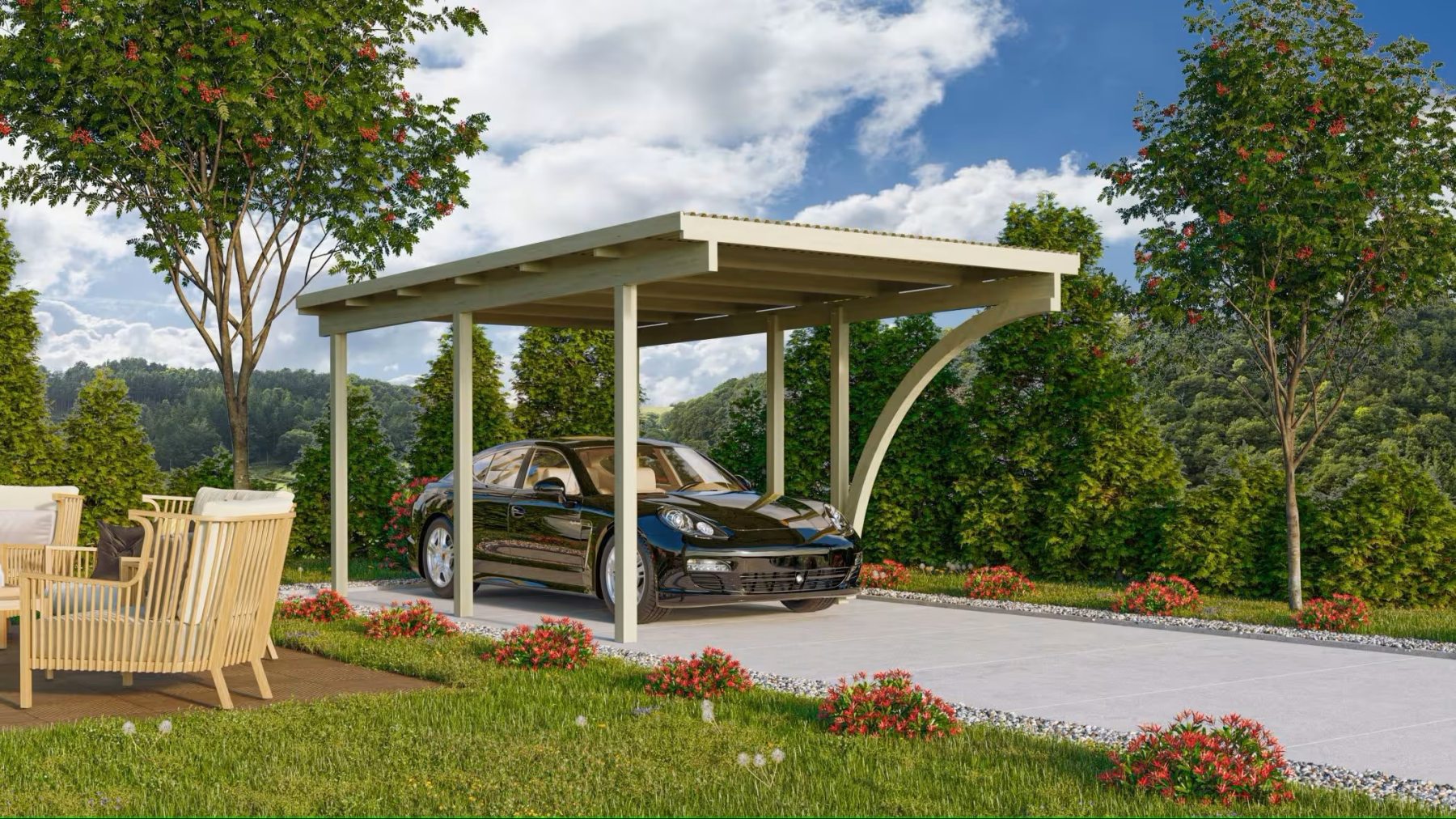 Přístřešek pro auto carport KARIBU ECO 1B 62025