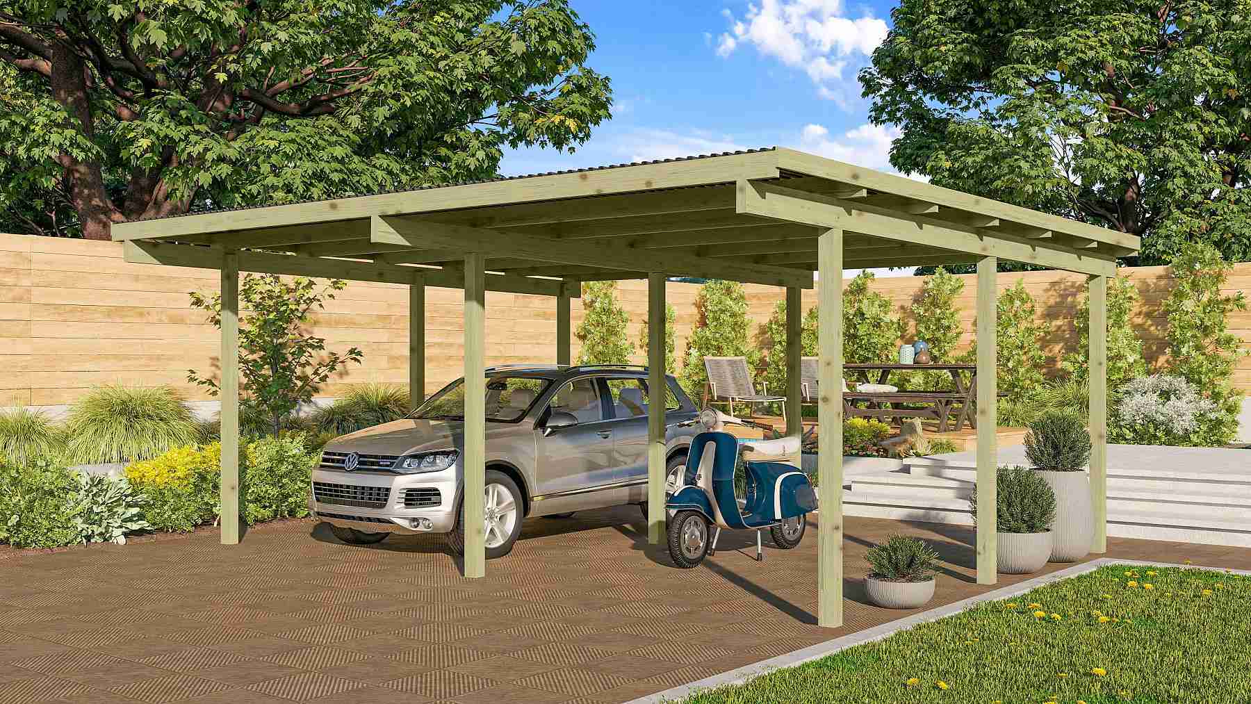 dvojitý carport KARIBU ECO 1A 62035 LG1879