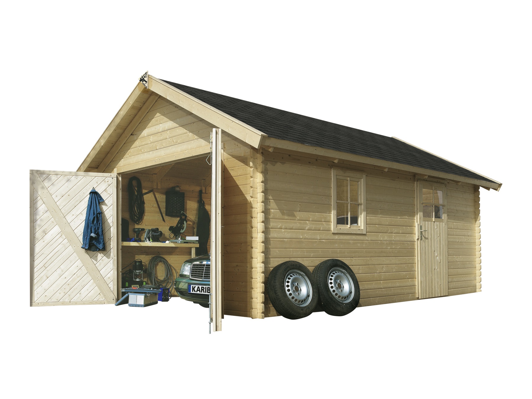 dřevěná garáž KARIBU 43545 40 mm natur LG1887
