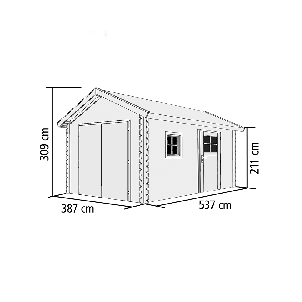 dřevěná garáž KARIBU 43545 40 mm natur