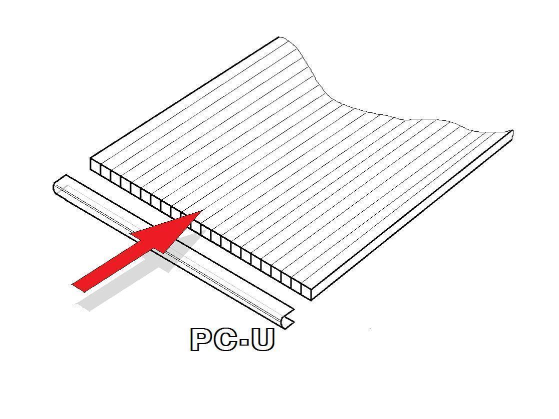 PC U-profil 8 mm pro obloukový skleník délka 2,10 m (1 ks)