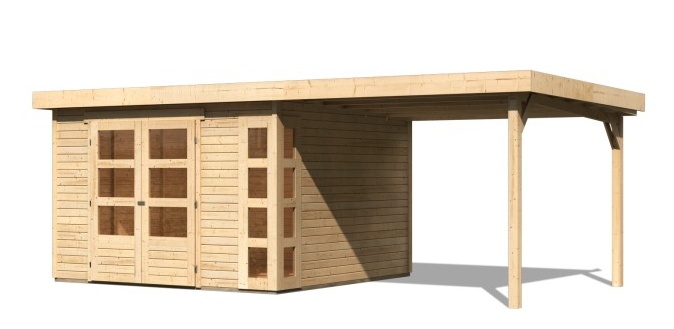 dřevěný domek KARIBU KERKO 6 + přístavek 280 cm (23717) natur LG3001