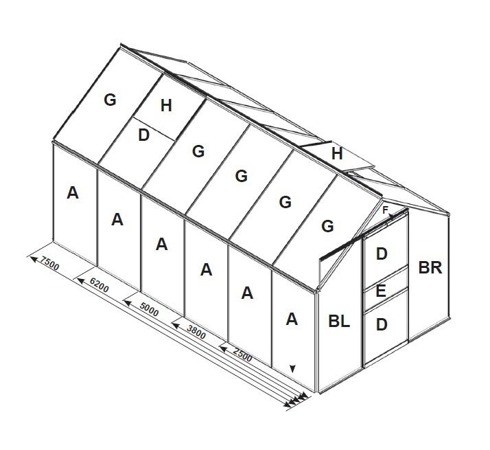 náhradní prosklení pro skleník VITAVIA VENUS 2500 PC 6 mm LG3059