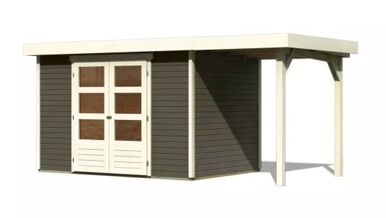 dřevěný domek KARIBU ASKOLA 4 + přístavek 150 cm (23499) terragrau LG3256