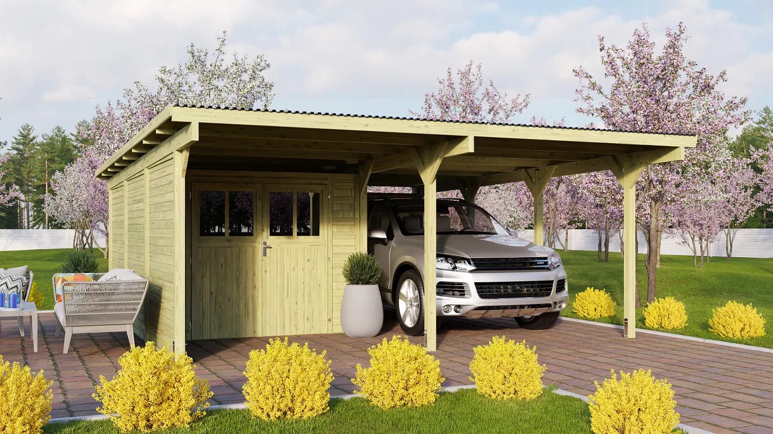 dvojitý carport KARIBU ECO 2B 73096 LG3350