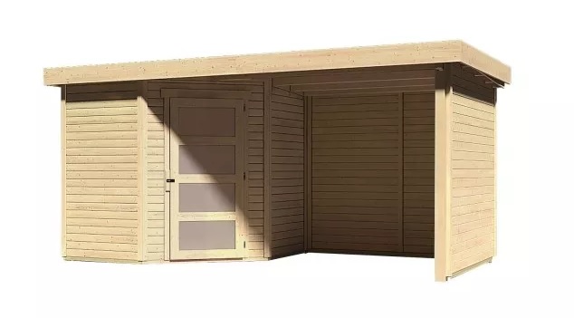 dřevěný domek KARIBU SCHWANDORF 3 + přístavek včetně zadní a boční stěny 240 cm (77740) natur LG3895