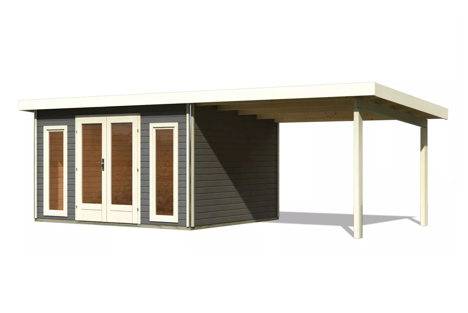 dřevěný domek KARIBU RADEBURG 2 + přístavek 330 cm (31481) terragrau LG3931