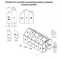 PC U-profily 4 mm pro skleník VITAVIA CALYPSO 4400