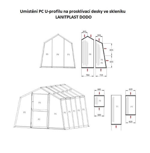 PC U-profily 4 mm pro skleník LANITPLAST DODO 8x10