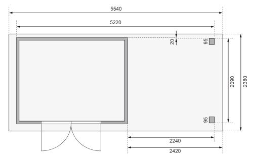 drevený domček KARIBU ASKOLA 4 + prístavok 240 cm (92070) terragrau