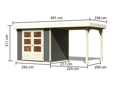 dřevěný domek KARIBU ASKOLA 3 + přístavek 240 cm (82905) terragrau