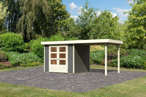 dřevěný domek KARIBU ASKOLA 3 + přístavek 240 cm (82905) terragrau