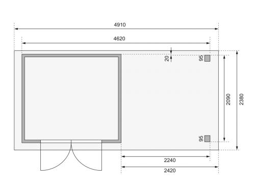 dřevěný domek KARIBU ASKOLA 3 + přístavek 240 cm (82905) terragrau