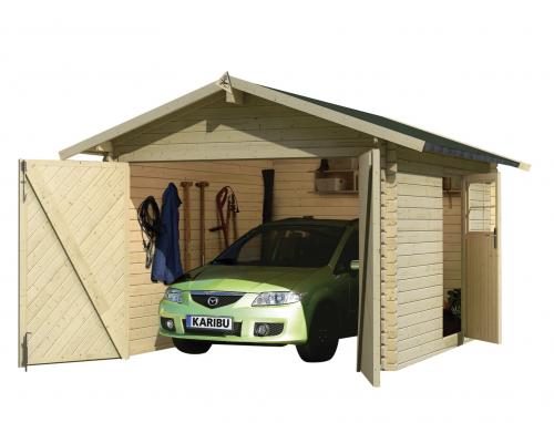 dřevěná garáž KARIBU 54133 28 mm natur