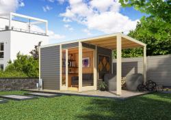 dřevěný domek KARIBU QUBU ECK 83315 terragrau