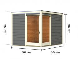 dřevěný domek KARIBU QUBU ECK 83315 terragrau