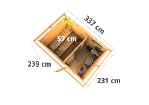 finská sauna KARIBU SKROLLAN 2 (86292) terragrau s předsíní