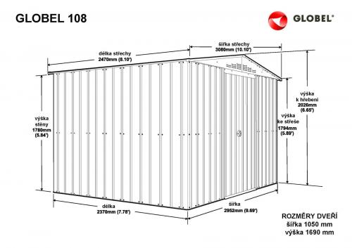 domek GLOBEL 108 STŘÍBRNÝ se střešním oknem