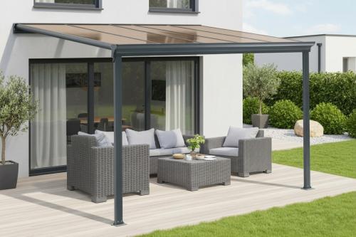 pergola aluminiowa LANITPLAST WALL 33 antracyt + brąz PC