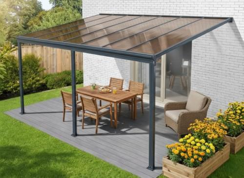 pergola aluminiowa LANITPLAST WALL 43 antracyt + brąz PC