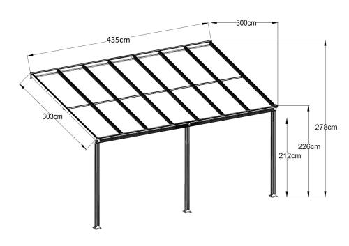 hliníková pergola LANITPLAST WALL 43 antracit + bronz PC