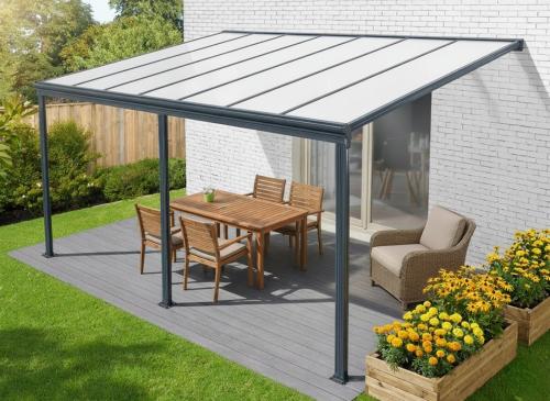 pergola aluminiowa LANITPLAST WALL 43 antracyt + opal PC