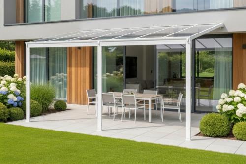 pergola aluminiowa LANITPLAST WALL 43 biała + przezroczysty PC