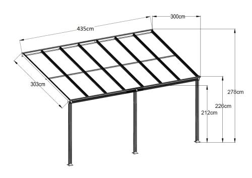 pergola aluminiowa LANITPLAST WALL 43 biała + opal PC