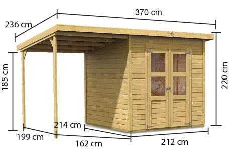 dřevěný domek KARIBU MERSEBURG 4 + přístavek 166 cm (14519) SET