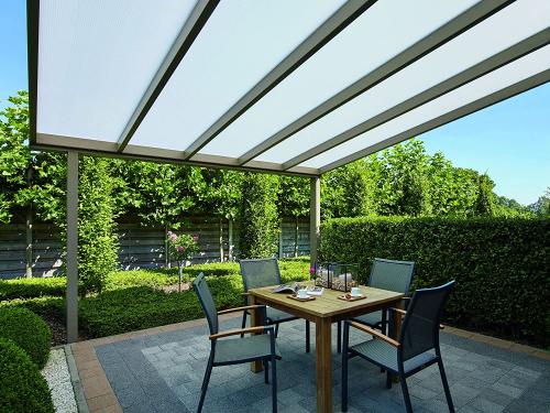 hliníková pergola SKYLUX CLIMALUX 4,0 x 4,0 m antracit + čirý PC