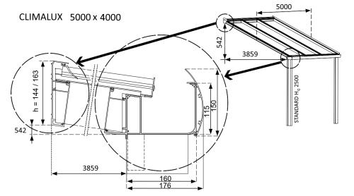 hliníková pergola SKYLUX CLIMALUX 5,0 x 4,0 m antracit + čirý PC