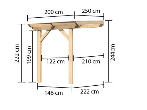 dřevěná pergola KARIBU CLASSIC 1A (64537) natur / čirý PC 10 mm
