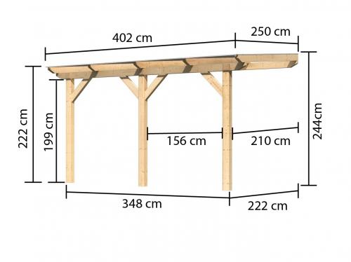 dřevěná pergola KARIBU CLASSIC 1B (64655) natur / čirý PC 10 mm