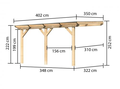 dřevěná pergola KARIBU CLASSIC 3B (64659) natur / čirý PC 10 mm