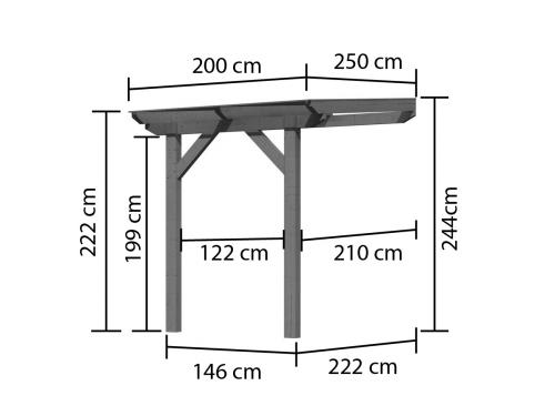 dřevěná pergola KARIBU CLASSIC 1A (89240) terragrau / čirý PC 10 mm