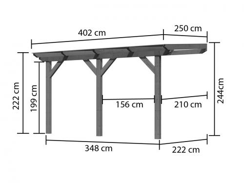 dřevěná pergola KARIBU CLASSIC 1B (89241) terragrau / čirý PC 10 mm