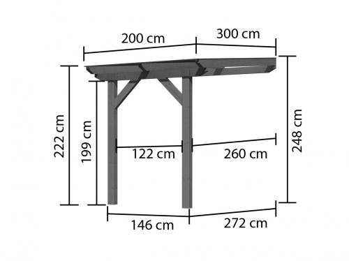 dřevěná pergola KARIBU CLASSIC 2A (89246) terragrau / čirý PC 10 mm