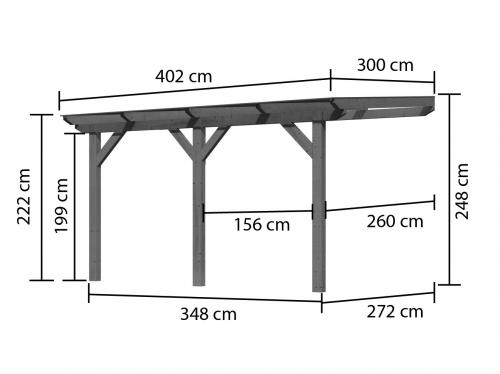 dřevěná pergola KARIBU CLASSIC 2B (89247) terragrau / čirý PC 10 mm