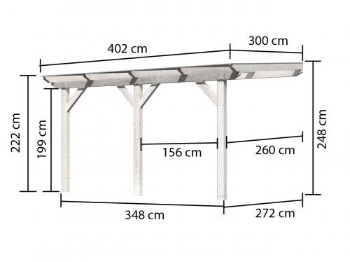 dřevěná pergola KARIBU CLASSIC 2B (89244) bílá / čirý PC 10 mm