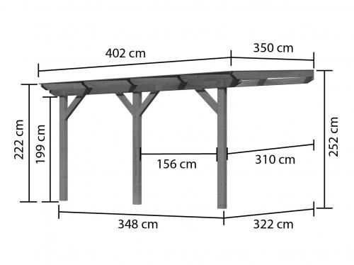 dřevěná pergola KARIBU CLASSIC 3B (89253) terragrau / čirý PC 10 mm