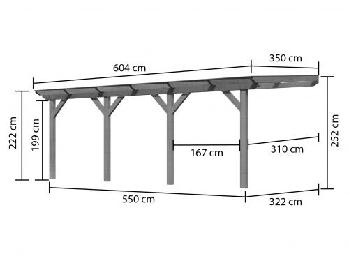 dřevěná pergola KARIBU CLASSIC 3C (89254) terragrau / čirý PC 10 mm
