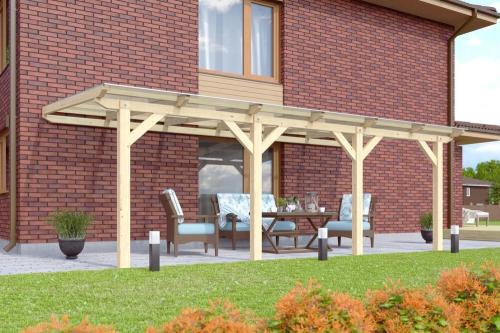 dřevěná pergola KARIBU CLASSIC 3C (89254) terragrau / čirý PC 10 mm
