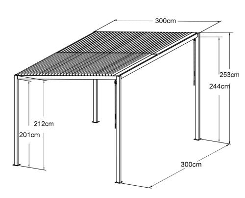 aluminiowa pergola bioklimatyczna LANITPLAST STANDARD 3x3 m