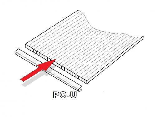 PC U-profil 8 mm pro skleník, délka 2,10 m (1 ks) LG2362