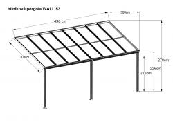 hliníková pergola LANITPLAST WALL 53 antracit + čirý PC - V49