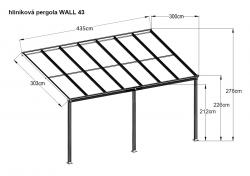 hliníková pergola LANITPLAST WALL 43 antracit + bronz PC - V74