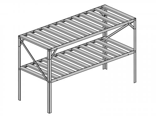 AL regál LANITPLAST 130x50 cm dvoupolicový stříbrný GSB2 LG2632