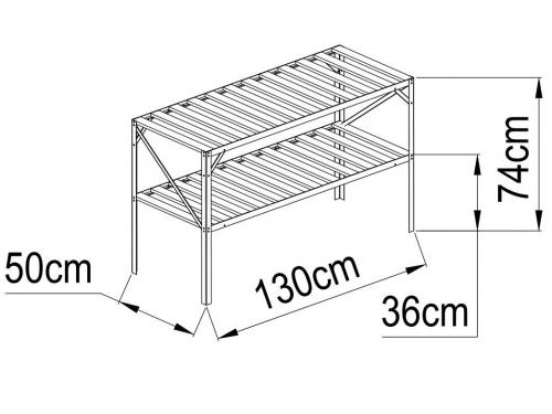 AL regál LANITPLAST 130x50 cm dvoupolicový stříbrný GSB2